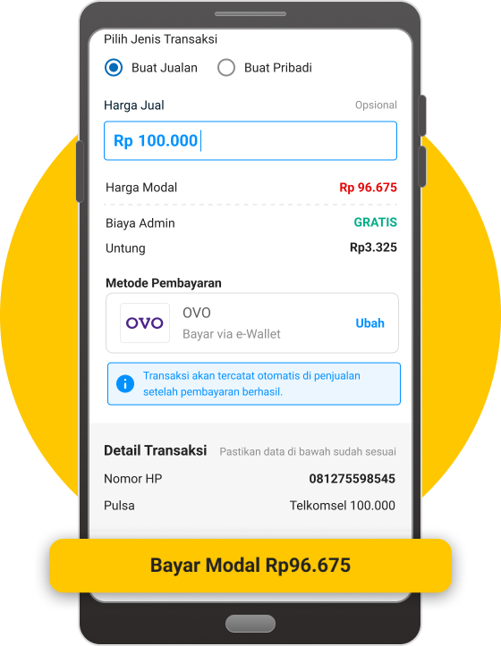 Klik menu Pulsa 